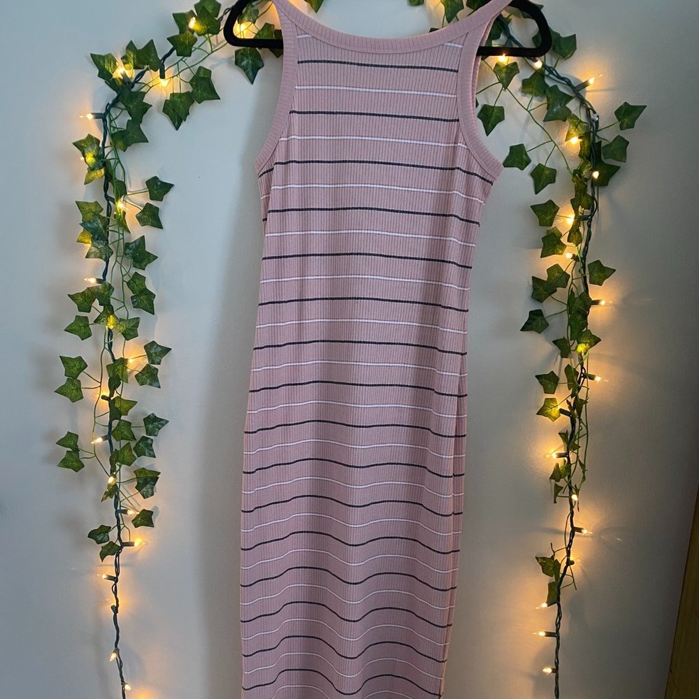 Cream-Pink Striped Bodycon Maxi Dress- A New Day